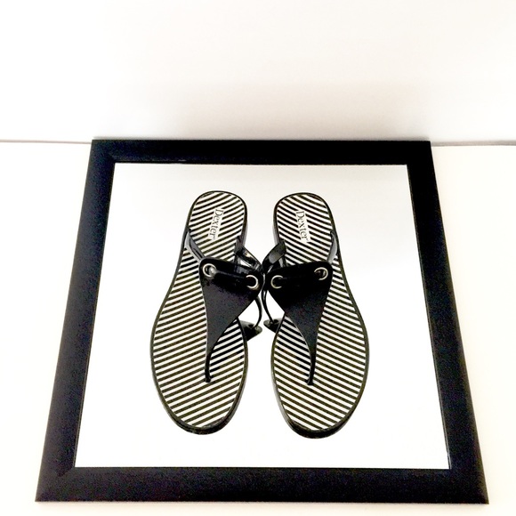 Shoes - Black & White Striped Sandals. NEW